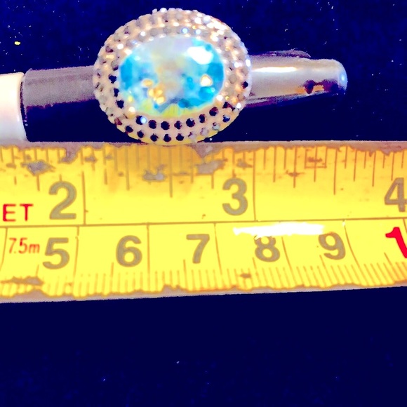 Ring 925 Blue Topaz Black Spinel 6.5 NWOT gorgeous stones heavy sterling setting - Picture 9 of 9
